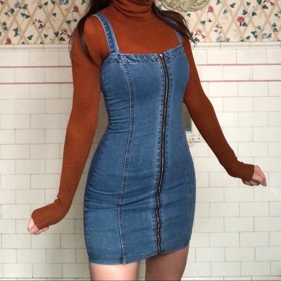 square neck denim dress